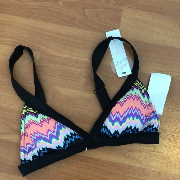 PILYQ Women’s Size M Bikini Top Zig Zag Print Swim - Picture 4 of 16